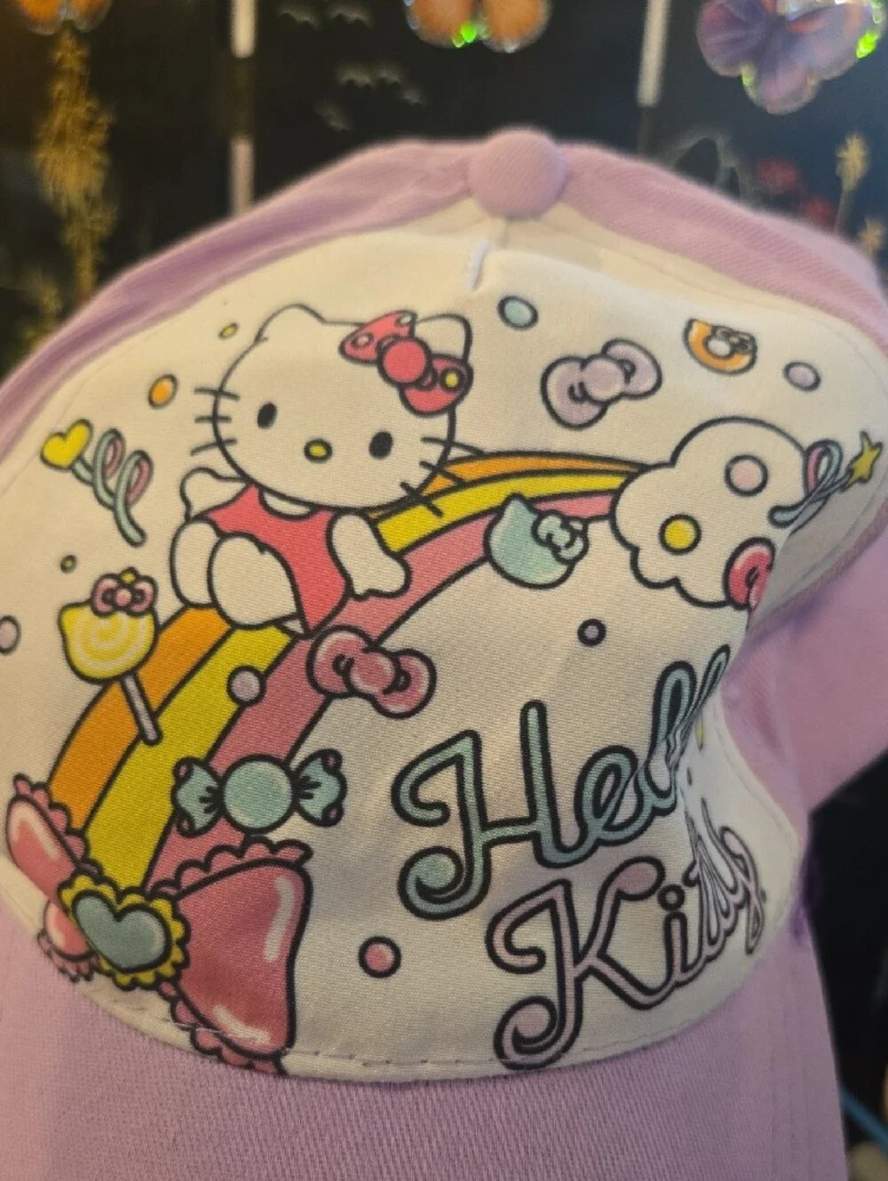 Sanrio Hello Kitty Lavender Pink Kids' Cap with Rainbow Artwork